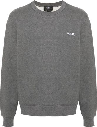 A.P.C. flocked-logo sweatshirt - men - Organic Cotton - S - Grey
