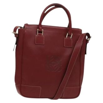 Loewe Pre-owned Handbags, female, Red, Size: ONE SIZE Pre-owned Vintage anagram tote