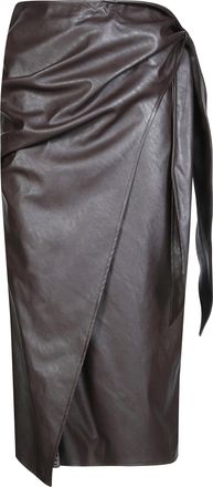 Elisabetta Franchi Faux Leather Wrap Midi Skirt