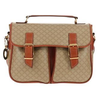 Celine Vintage Macadam Handbag Canvas And Leather Beige Canvas Handbag (Pre-Owned)