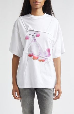 Acne Studios Edra Ornament Winter Graphic T-Shirt in Optic White at Nordstrom, Size X-Small