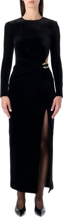 Self Portrait Black Velvet Embellished Maxi Dress