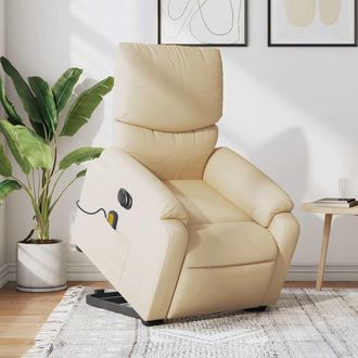 vidaXL Vidaxl - Sill&oacute;n De Masaje El&eacute;ctrico Reclinable Elevable Tela Crema