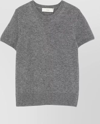 Dunst cashmere wool blend ribbed short-sleeve crew-neck sweater