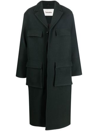 Nanushka single-breasted long coat - Green