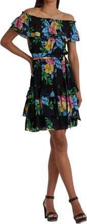 Ralph Lauren Georgette Mini Dress In Black