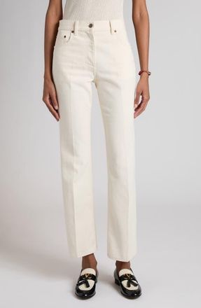 Valentino Nonstretch Denim Flare Leg Ankle Jeans in Ivory at Nordstrom, Size 30