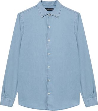 Brooks Brothers Denim overhemd met open kraag - Blauw