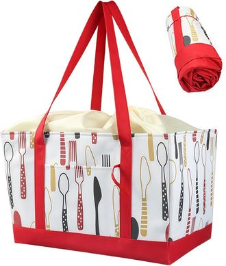 Generic Reusable Shopping Bags - Large Capacity Reinforced Handles - Reusable Shopping Bag with Drawstring | for Apartment Outdoor Camping Market Travel Beach