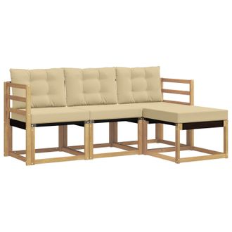 vidaXL Conjunto De Sof&aacute;s De Exterior Con Coj&iacute;n 4 Pcs Y Beige Vidaxl