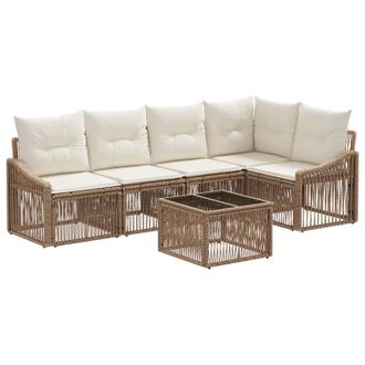 vidaXL Conjunto De Sof&aacute;s De Jard&iacute;n 6 Pcs Beige Rat&aacute;n Sint&eacute;tico Vidaxl