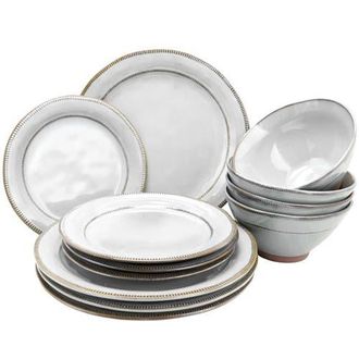 Gibson Home Terranea 12 Piece Stoneware Dinnerware Set, Service for 4 in White at Nordstrom