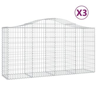 Berkfield Home Arched Gabion Baskets 3 pcs 200x50x100/120 cm Galvanised Iron in Silver