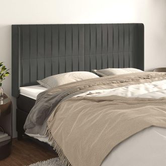 vidaXL Cabecero Con Orejas De Terciopelo Gris Oscuro 163x16x118/128 Cm Vidaxl