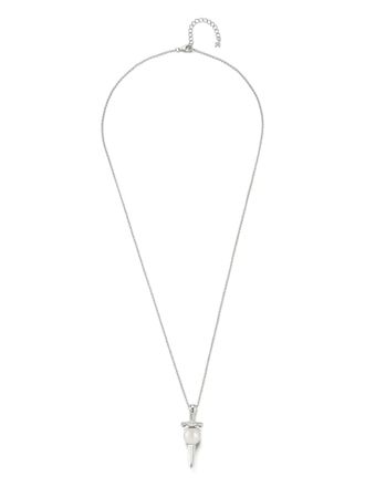 Mateo Bijoux sterling silver Sword pearl necklace - men - White Rhodium Plated Sterling Silver/Pearl - One Size