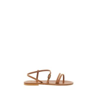 K.Jacques Flat Sandals, female, Brown, Size: 11 US Flat Leather Sandals