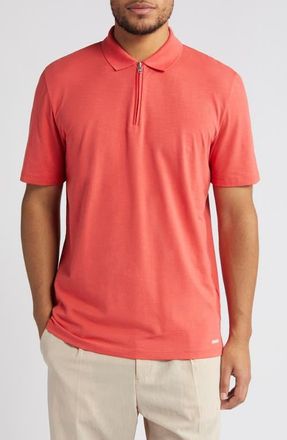 HUGO BOSS Dekok Zip Polo in Medium Red at Nordstrom, Size Xx-Large