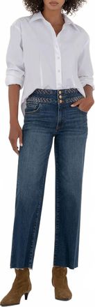 Kut from the Kloth Charlotte High Rise Braided Waistband Jeans In Connection W/ Dark Base Wash