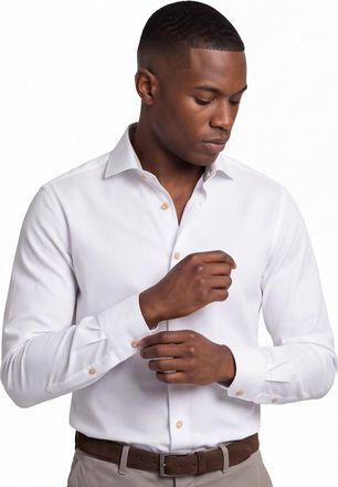 Led&ucirc;b Ledub Modern Fit overhemd wit zonder borstzak