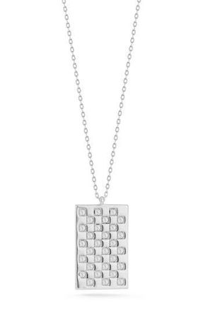 Chloe and Madison Cubic Zirconia Checkered Tag Pendant Necklace in Silver at Nordstrom Rack