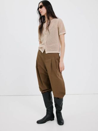 Mango Cardigan maglia traforata maniche corte sabbia - Donna - XXS - MANGO