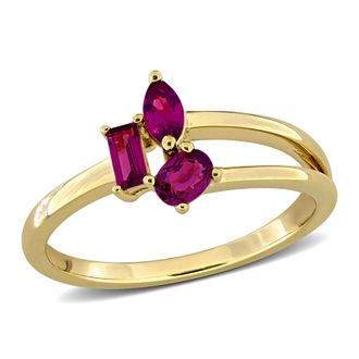 Mimi & Max Multi-Gem Three Stone Split Shank Ring Sterling Silver