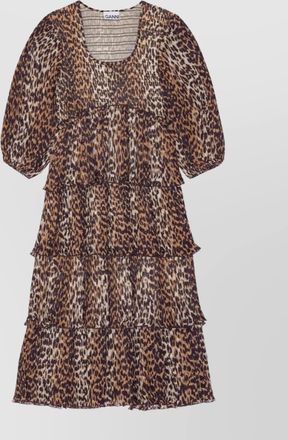 Ganni leopard print layered midi dress