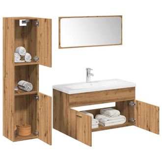 Berkfield Home 5 Piece Bathroom Furniture Set Artisan Oak Engineered Wood in Brown