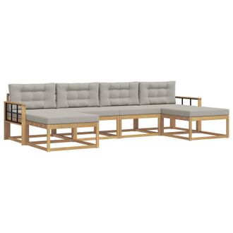 vidaXL Conjunto De Sof&aacute;s De Exterior 6 Pcs Blanco Y Gris Claro Vidaxl