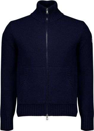 Moncler Cardigan Zip-Up in Lana e Cashmere - - Knitwear - Uomo - Blu - M