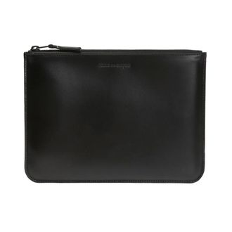 Comme Des Garçons Wallets & Cardholders, female, Black, Size: ONE SIZE Embossed Logo Leather Pouch