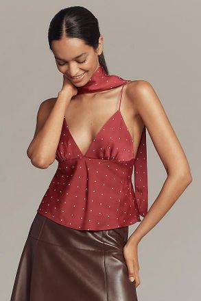 Maeve Scarf-Neck Printed V-Neck Cami