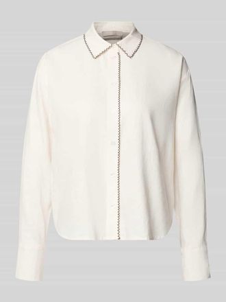 Christian Berg Leinenbluse mit Ziernaht und Kentkragen in Ecru, Gr&ouml;&szlig;e 34