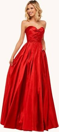 Sherri Hill Strapless Taffeta Ball Gown In Red
