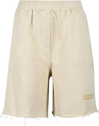 Douuod Beige Frayed Cotton Shorts