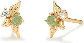 Made by Mary Lumi Flora Stud Earrings in Gold Vermeil/Green at Nordstrom