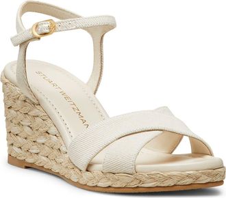 Stuart Weitzman Dayna Espadrille Wedge Sandal in Linen/Natural Suede at Nordstrom, Size 9