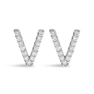 House of Brilliance 10K Gold 1/10 Cttw Diamond Initial A to Z Stud Earring