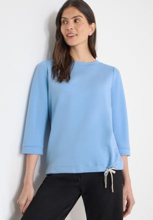 Cecil 3/4-Arm-Shirt CECIL, Damen, Gr. XXL (46), cloud blau, Jersey, Obermaterial: 48% Polyester, 48% Viskose, 4% Elasthan, unifarben, bequem h&uuml;ftlang, U-Boo