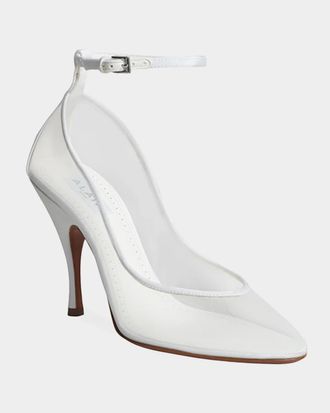Alaia 100mm Mesh Ankle-Strap Pumps