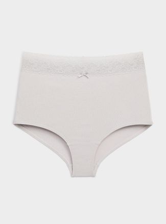 Miiyu Womens Lace trim high-waist boyshort Organic cotton