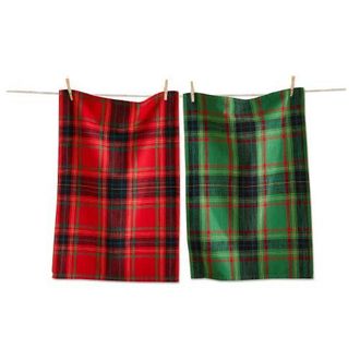 Tag Holiday Plaid Dishtowel Set of 2 Multi Cotton Christmas in Red at Nordstrom