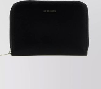 Jil Sander logo embossed leather zip wallet