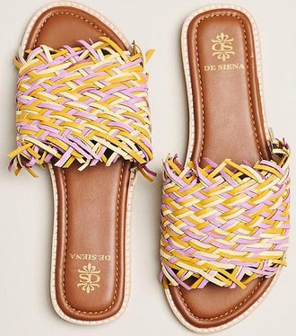 De Siena shoes Emily Raffia Woven Slide Sandals