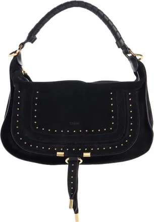 Chlo&eacute; Marcie Suede Shoulder Bag in Black at Nordstrom
