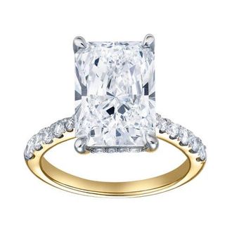 LuvMyJewelry Bayan 14K Yellow Gold Radiant Cut Lab Grown Diamond Hidden Halo Engagement Ring - 5.5 Ct at Nordstrom, Size 6