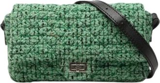 Chanel Borsa a tracolla vintage trapuntata in tweed Pre-owned - - Pre-owned - Donna - Verde - ONE SIZE