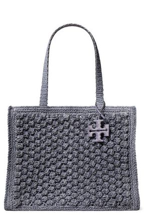 Tory Burch Ella Hand Crochet Straw Bag in Gray at Nordstrom