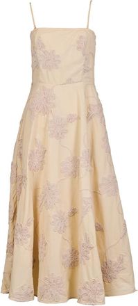 Rotate Flower Mesh Maxi Jurk - Dames - Casual kleedjes - Beige - S - Polyester - Kleedjes