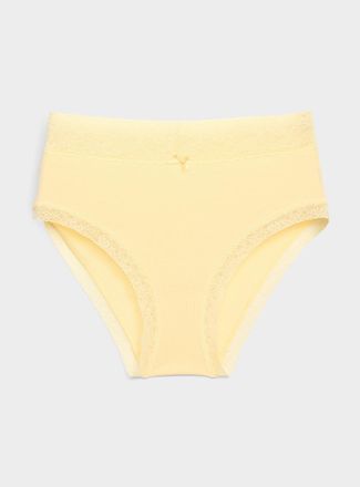 Miiyu Womens Lace trim high-waist bikini panty Organic cotton